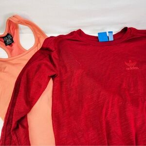 Adidas Red Long Sleeve Tee and Orange PE Nation razor back tank top